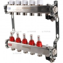 Кол. группа  1х-5 вых. с расх. нерж. ROMMER в сборе с клапаном вып. воздуха и сливом