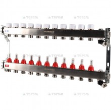Кол. группа  1х 11 вых. с расх. нерж. ROMMER в сборе с клапаном вып. воздуха и сливом