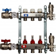 Кол. группа  1х-3 вых. с расх. нерж. STOUT (комплект)