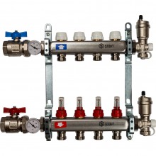 Кол. группа  1х-4 вых. с расх. нерж. STOUT (комплект)