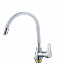 Смес. кухня 1-рук. бок. FAUZT бел.  гибкий излив, с гайкой ф40 FZs822-B101