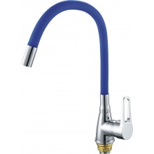 Смес. кухня 1-рук. бок. FAUZT син.  гибкий излив, с гайкой ф40 FZs822-B101