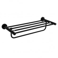 ПОЛКА прямая с полотенцедержателем (черный) нерж сталь SUS304  30224/FRAP