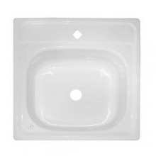 Мойка стал. эмал. бел. 50х50 с кроншт, в гофре