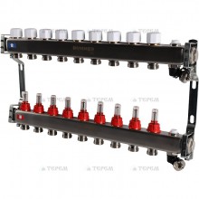 Кол. группа  1х-9 вых. с расх. нерж. ROMMER в сборе с клапаном вып. воздуха и сливом