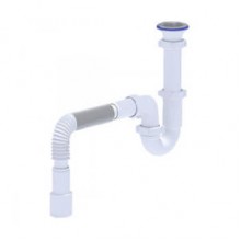 Сифон для мойки АНИ Пласт D0510 1 1/2 дюйма 40 мм прямоточный с гибкой трубой 40х50 мм