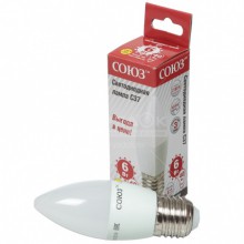 Лампа св. Е27  6Вт Свеча СОЮЗ SLED-SMD2835 С37/4000/220V,500lm