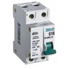 Диф. DEKraft ДИФ-103 16/30/2П C 1п+N тип A 6kA DEKraft 16229DEK