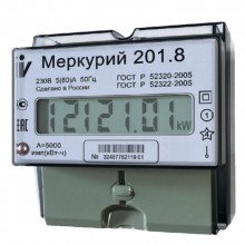 Счетчик Меркурий 201.8 1ф 5-80А 1 класс точн. 1 тариф. имп. вых. ЖКИ табло DIN-рейка Инкотекс 0000