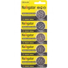 Батарейка таблетка Navigator NBT-CR2430-BP5 литиевые 94 781 (кратно 5)