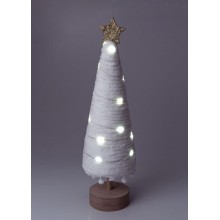 Светильник настольный Елка дизайн 1 (деревянное основание и звезда) 20LED плюш 11.5х38.5см тепл. б
