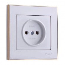 Розетка СП 1-м IP20 16А, б/з бел. с бок вставкой золот. РЭЙН Lezard 703-0226-121 Розетка СП 1-м IP20 16А, б/з бел. с бок вставкой золот. РЭЙН Lezard 703-0226-121