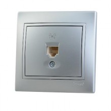 Розетка телеф. 1-м СП Мира RJ11 метал./сер. Lezard 701-1010-137 Розетка телеф. 1-м СП Мира RJ11 метал./сер. Lezard 701-1010-137