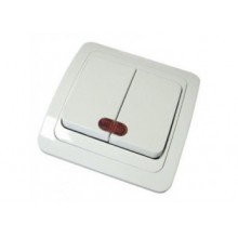 Выкл. СП 2-кл. IP20 10А с инд. бел. Валери В0123 (10/200)