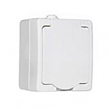 Розетка ОП 1-м IP54 16А, с/з,с/ш, бел. с крышкой Аллегро (10/100)