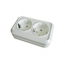 Розетка ОП 2-м IP20 16А, с/з бел. Олимп О0128 (10/200)