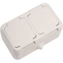 Розетка ОП 2-м IP54 16А с/з с крышкой з/ш.бел.  Аллегро (5/50)