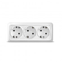 Розетка ОП 3-м IP20 16А, с/з бел. Олимп 1161