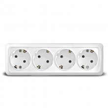 Розетка ОП 4-м IP20 16А, с/з бел. Олимп