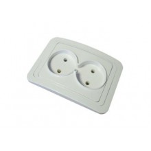 Розетка СП 2-м IP20 16А, б/з бел. Валери В0102 (10/200)