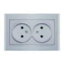 Розетка СП 2-м IP20 16А, б/з серебро Бриллиант (10/100)