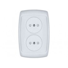 Розетка СП 2-м IP20 16А, б/з бел. з/ш Рондо RS10-224-BI (РС10-224-би) (60 в упак.)