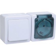 Блок ОП 1-кл. выкл. 16А+роз. 16А с/к, с/з, з/ш IP-54 ГЕРМЕС PLUS IEK EBGMP20-K03-31-54-EC Блок ОП 1-кл. выкл. 16А+роз. 16А с/к, с/з, з/ш IP-54 ГЕРМЕС PLUS IEK EBGMP20-K03-31-54-EC