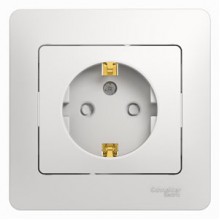 Розетка СП 1-м IP20 16А с/з  бел. з/ш с крыш. GLOSSA SchE GSL000146