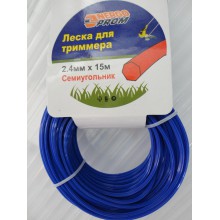 Леска д/триммера 2.4мм х 15м семиуг., Проф. Энергопром, тем./син., картон/2,4-у.240/3-у.160