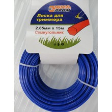 Леска д/триммера 2.65мм х 15м семиуг., Проф. Энергопром,тем./син., картон/ (160)