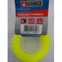 Леска д/триммера 3.0мм х 15м звезда, желтый картон СОЮЗ