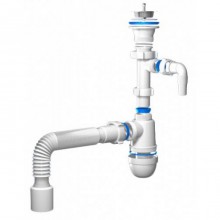 Сифон для мойки АНИ Пласт C0315 1 1/2 дюйма 40 мм с отводом для стир. машины с г/трубой 40х40/50 мм