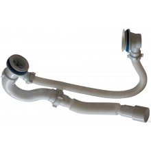 Сифон для ванны трубный с пробкой 1 1/2x40 с гофрой 40х40/50 выпуск с пласт. реш. Орио  А-70089