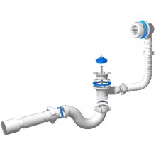 Сифон для ванны с пробкой 1 1/2x40 с гофрой 40х50 выпуск с пласт. решёткой Варяг АНИ Пласт C6155