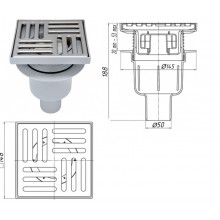 Трап вертик. 50 нерж. реш. 15х15 регулир. TA5712 АНИ (10)