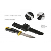 Нож универсальный 212мм, с двойным точилом, рукоятка с TPR, чехол Hanskonner