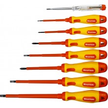 Набор отверток 7шт. диэлектр. + пробник, до 1000В KRAFTOOL Набор отверток 7шт. диэлектр. + пробник, до 1000В KRAFTOOL