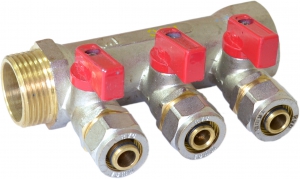 Коллектор  м/п 3/4 х 16 х 3 вых.(красный) Millennium