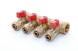 Коллектор  м/п 3/4 х 16 х 4 вых.(красный) Millennium