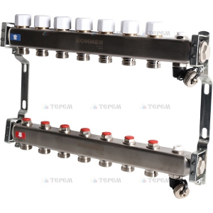 Кол. группа  б/расх.  1х-7 вых. нерж. ROMMER в сборе с клапаном вып. воздуха и сливом