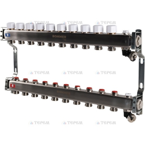 Кол. группа  б/расх. 1х-10 вых. нерж. ROMMER в сборе с клапаном вып. воздуха и сливом