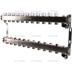 Кол. группа  б/расх. 1х-11 вых. нерж. ROMMER в сборе с клапаном вып. воздуха и сливом