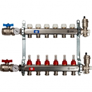 Кол. группа  1х-6 вых. с расх. нерж. STOUT (комплект)