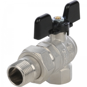 SVB-0008-200015 STOUT Кран шаровой полнопроходной угловой с американкой, ВР/НР, ручка бабочка 1/2