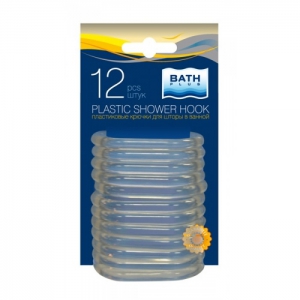 Кольца для штор АК-04 (прозрачные), 12 шт  Bath Plus
