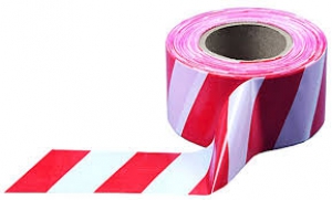 Лента сигнальная (для ограждений) 50мм*200м бело-красная неклейкая Милен
