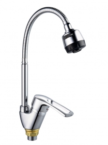 Смес. кухня 1-рук. бок. FAUZT  гибкий излив, с гайкой ф40 FZs811-B129