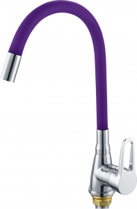 Смес. кухня 1-рук. бок. FAUZT фиол..  гибкий излив, с гайкой ф40 FZs822-B101