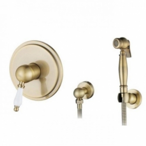 Смес. ванна скрытый монтаж KAISER Vincent (бронза)  (ручка белая)