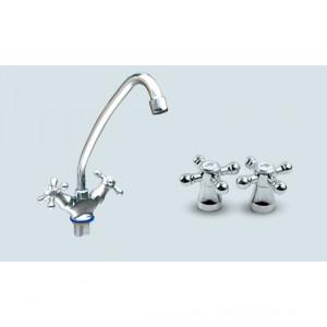 Смес. кухня 2-рук. ПСМ  крест  127-К/89 кер.мет. б/ГП + аэр.